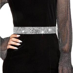 Rhinestone Waistband Elastic Belt, SMALL, 15G-176BELT002